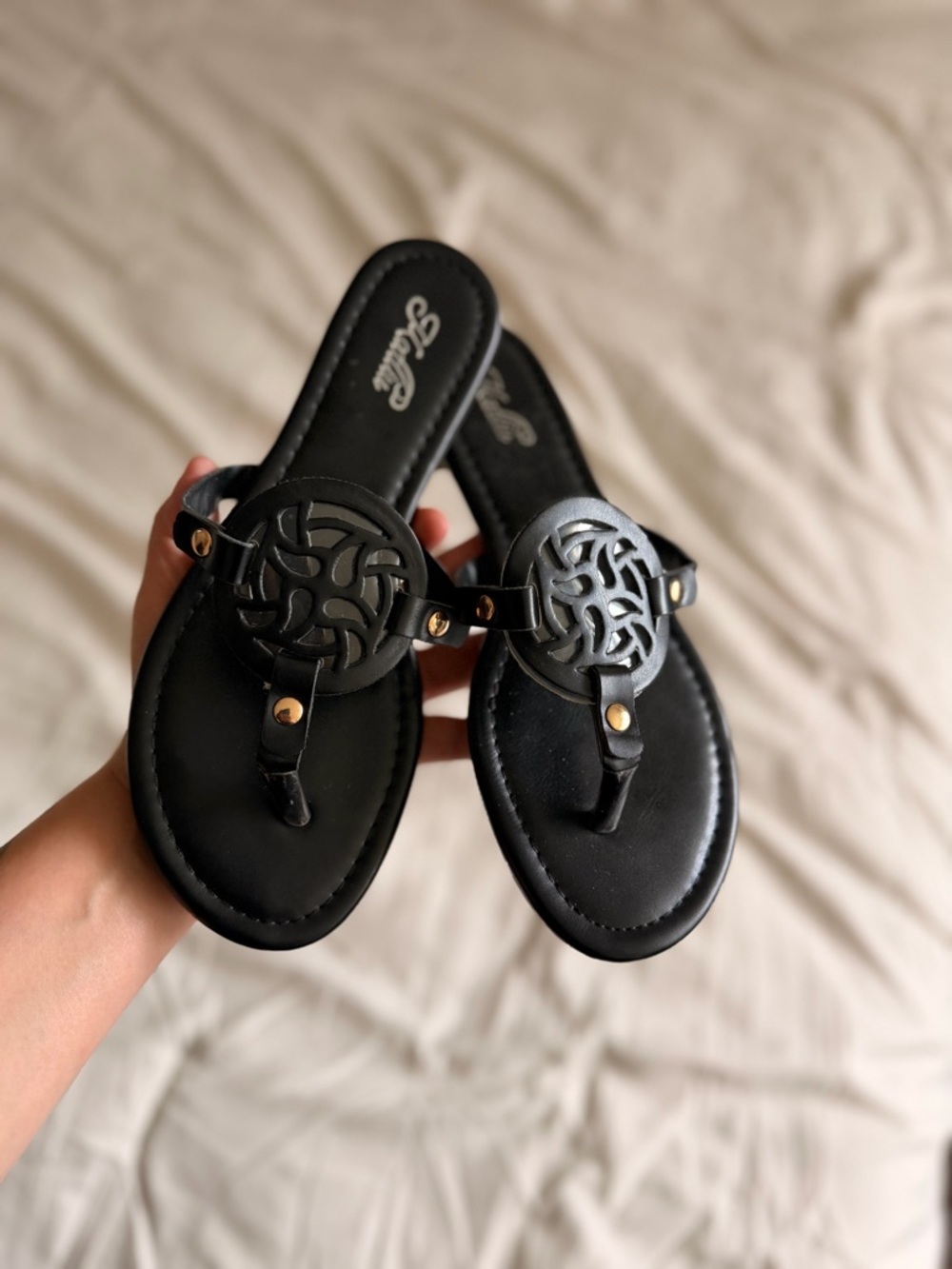 Tory Burch Inspired Black Women's Slide Sandals 🌸 - Picture 2 of 4